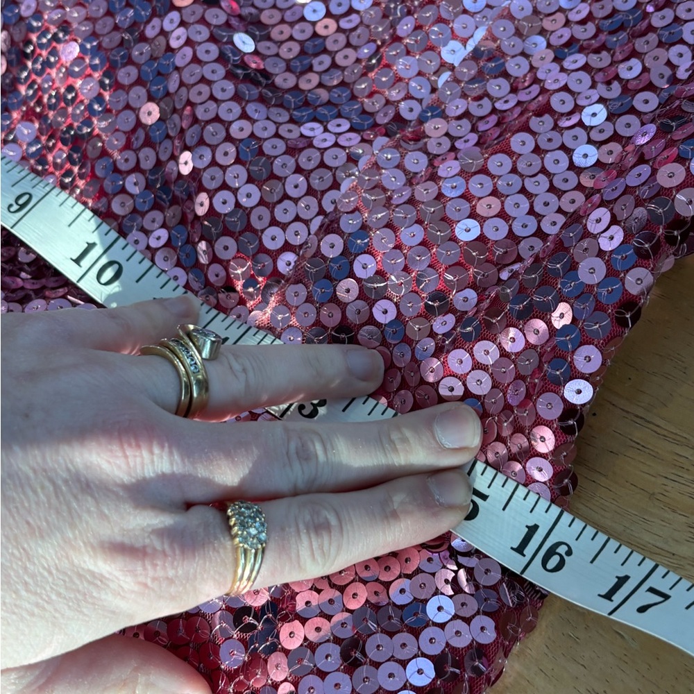 LoveShackFancy Alva pink sequin ruffle sleeve mini dress $575 with tags read - Picture 11 of 14
